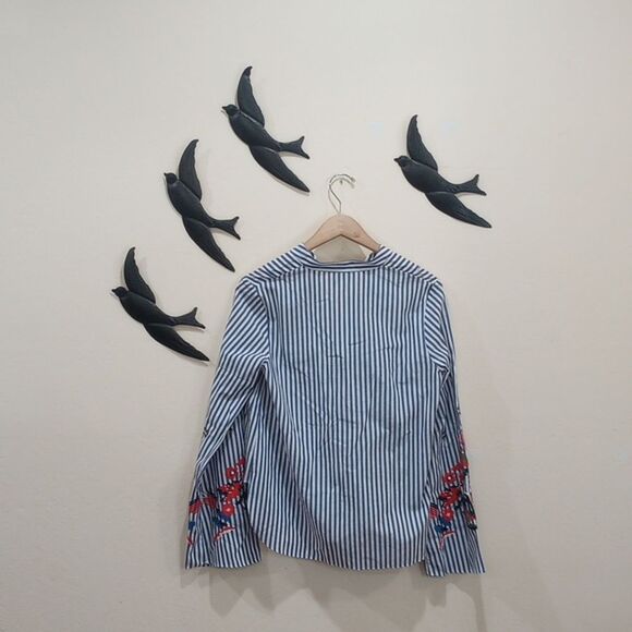 NEW! Tanya Taylor Striped Klara Embroidered Menswear Stripe Top ~ 4 ~ $350 - Picture 4 of 15